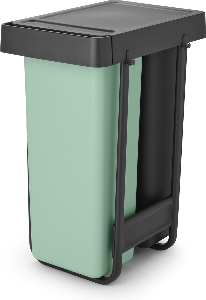 Goedkoopste Brabantia Sort & Go Inbouw Prullenbak - 2 x 30 liter - Jade Green en Dark Grey