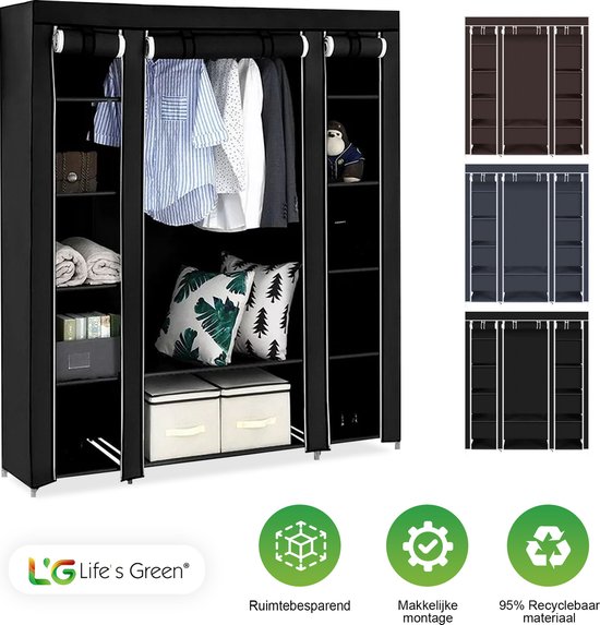 Life's Green® Kledingkast - Opbergkast - Campingkast - Stoffen kledingkast