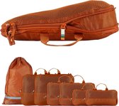 Inpakkubussen , lichte pakzakken, set voor rugzak en koffer (burnt oranje, 7-delige set)