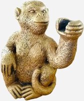 Aap Monkey beeld ornament kandelaar voor 1 dinerkaars kleur goud moederdag cadeau tip, valentijn kado, kerst , mama, mam, vader