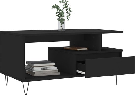 Table basse 90x49x45 cm bois fini noir