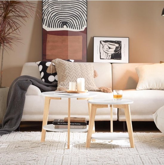 en.casa] Salontafelset Christchurch set van 2 ronde salontafels