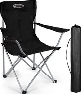 Opvouwbare campingstoel, klapstoel, lichtgewicht draagbare stoel met bekerhouder en armleuningen, draagvermogen tot 100 kg, visstoel voor kamperen, strand, tuin, barbecue, vissen - zwart