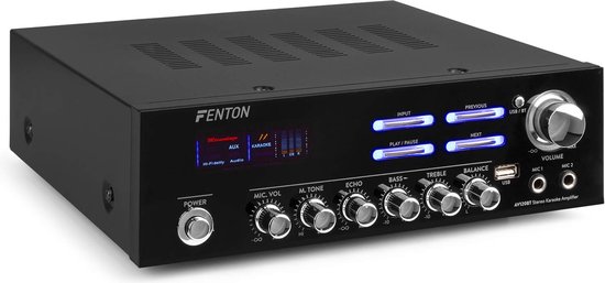 Versterker - Fenton AV120BT stereo 2x 60W versterker met Bluetooth en karaoke mogelijkheid