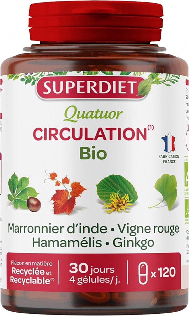 Goedkoopste Superdiet Quatuor Circulation Organic 120 Capsules