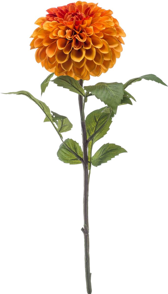 Emerald Kunstbloem Dahlia Pompon 74cm oranje - Kunstplant voor binnen