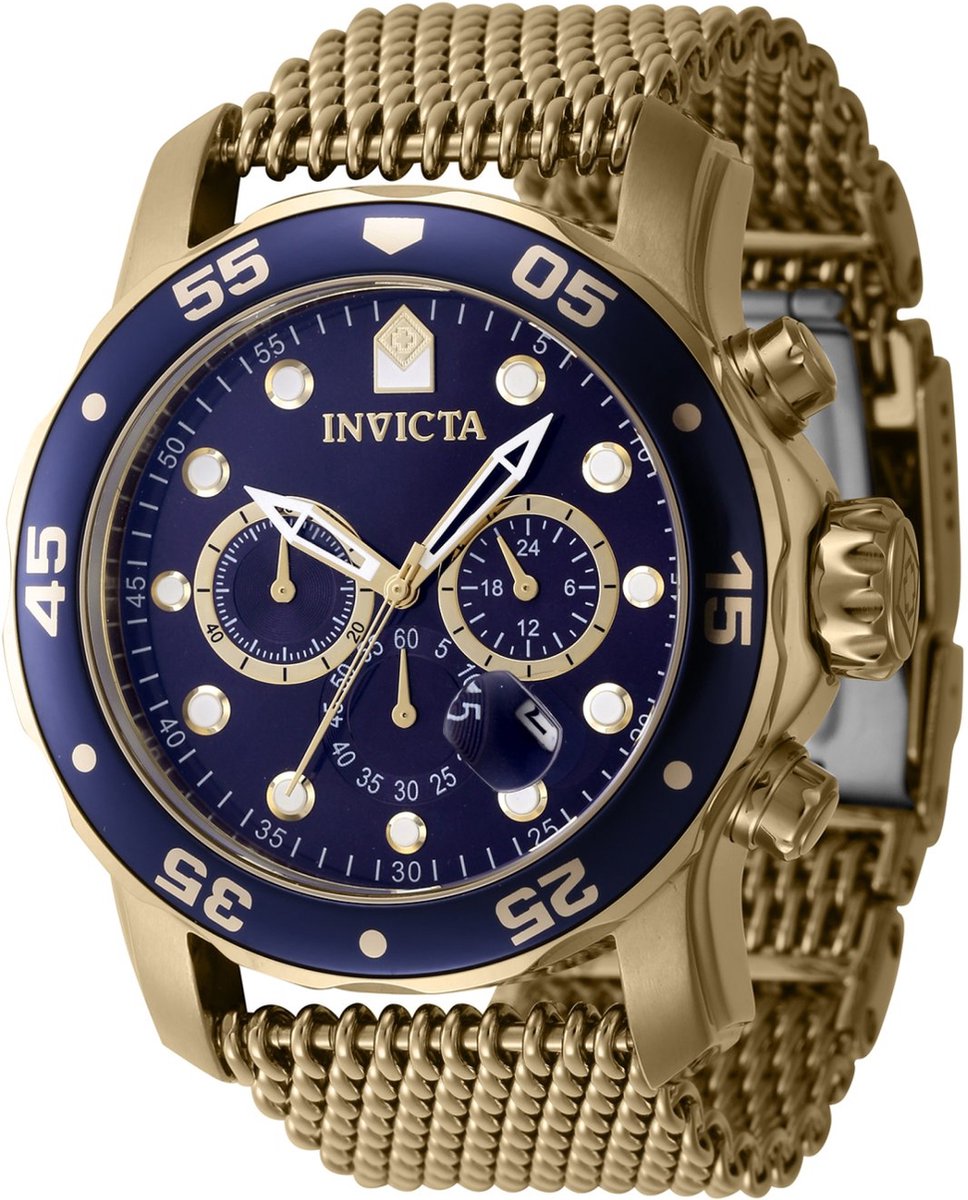 Invicta Pro Diver 47239 Heren Horloge - Waterdicht - Analoog - Quartz Uurwerk - Roestvrij Staal met blauwe Wijzerplaat - 48mm