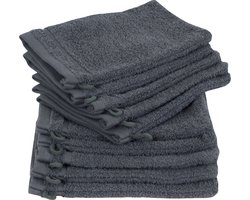 Betully ®- Deluxe Washandjes 10 stuks - 16*21 cm Antraciet - %100 Turks Katoen - Antraciet