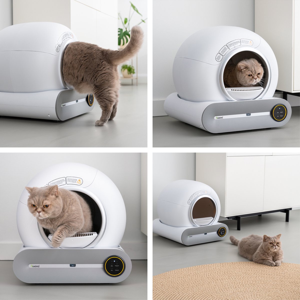 Bac à Litière Autonettoyant Devoko Avec Oreilles De Chat - 90L, Contrôle Par Appli, Pour Plusieurs Chats, Design Mignon