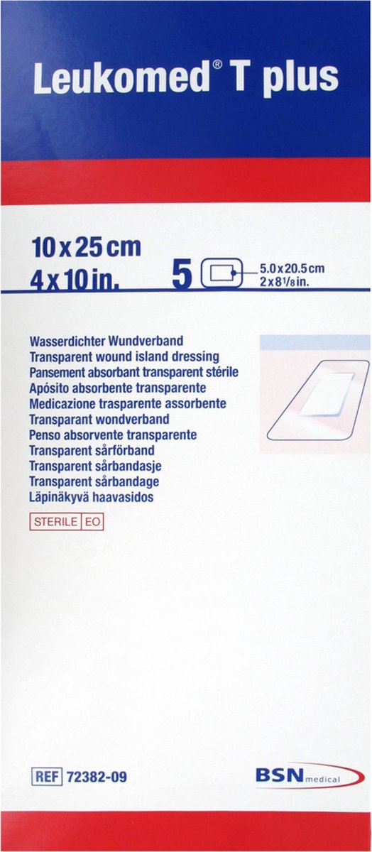 Goedkoopste Essity Leukomed T Plus 5 Absorberend Transparant Steriel Verband 10 x 25 cm