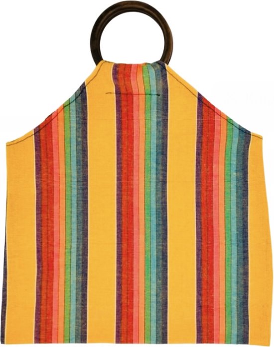 Luna-Leena zomerse tas met een verticale streep - geel, rood, groen, blauw streep print - cotton - handgemaakt in Nepal - handbag stripe - moederdag cadeau - trendy bag - summer bag