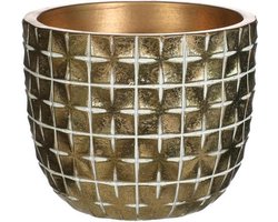 Ideas4Seasons Bloempot/plantenpot ruit motief Hanoi - goud - D10 x H8 cm - voor binnen