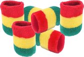 Pols zweetbandjes rood/geel/groen - voor volwassenen - 6x stuks