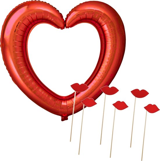 Foto prop set - bruiloft/vrijgezellenfeest - 7-delig - photo booth accessoires - trouwen/jubileum