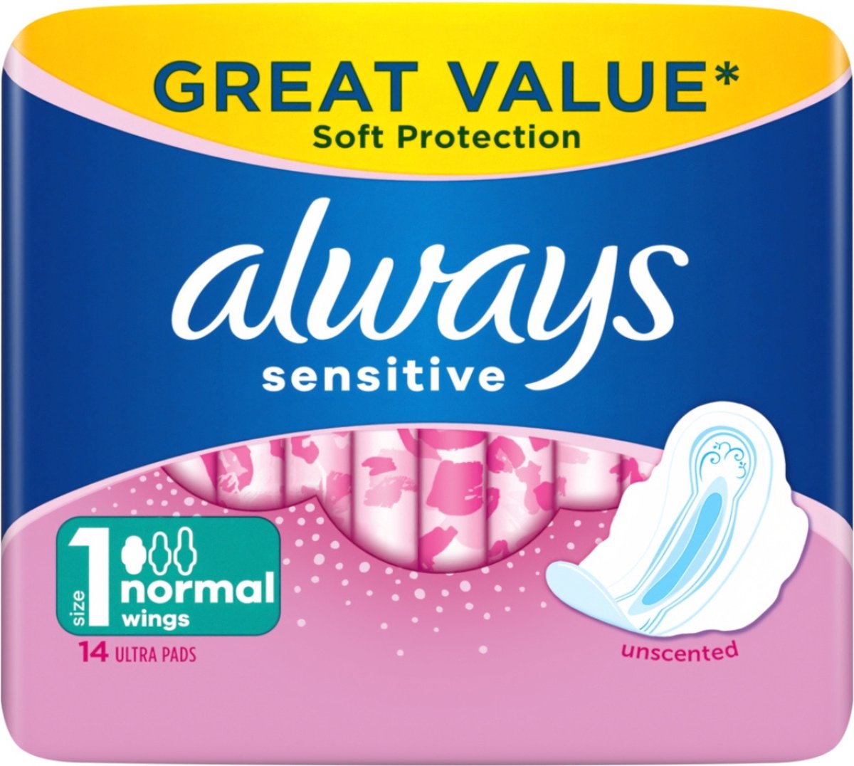 Always Voordeelverpakking 4 X 14 stuks Sensitive Normal Plus Pads