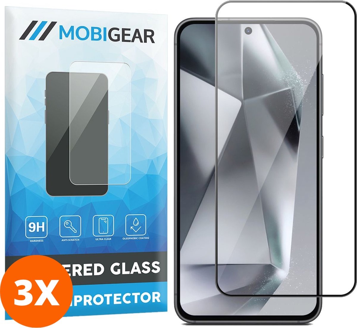 Mobigear Screenprotector geschikt voor Samsung Galaxy S24 Glazen | Mobigear Premium Screenprotector - Case Friendly (3-Pack)