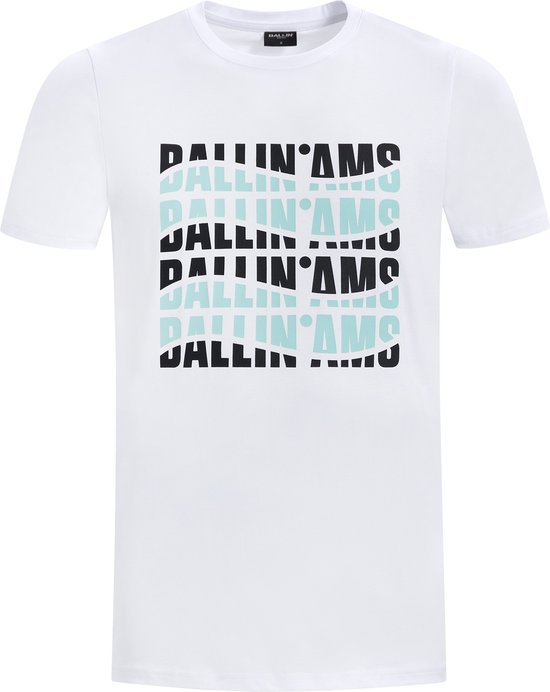 Ballin Amsterdam - Heren Slim fit T-shirts Crewneck SS - White - Maat S