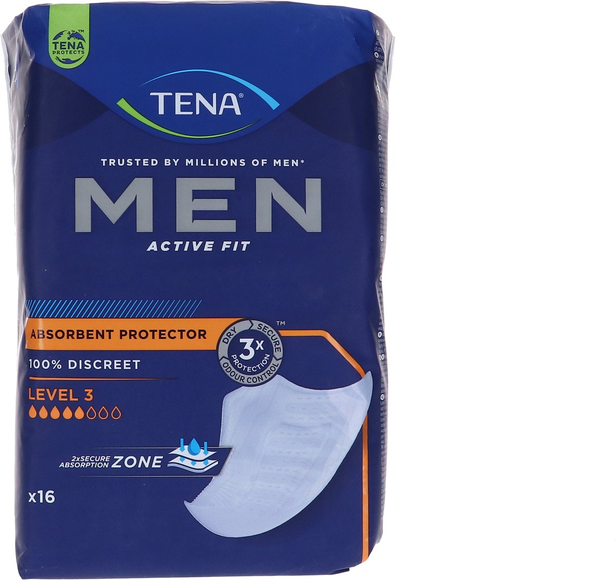 Goedkoopste Voordeelverpakking 2 X TENA Men Active Fit Level 3, 16st (750830