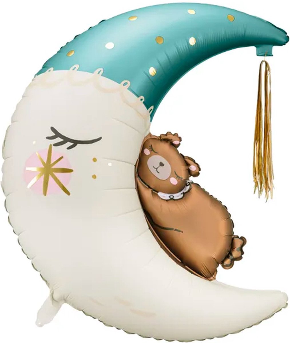 Partydeco - Folieballon teddy on the blue moon (98 cm)