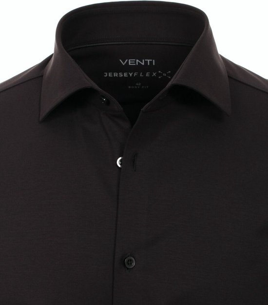 Zwart Venti Jerseyflex Overhemd Body Fit 123955800-800 - M