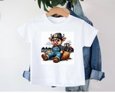 Kinder T-shirt met vrolijke print -boeren - tractor- wrangler -koeien -dieren - boy -girl - cow 11