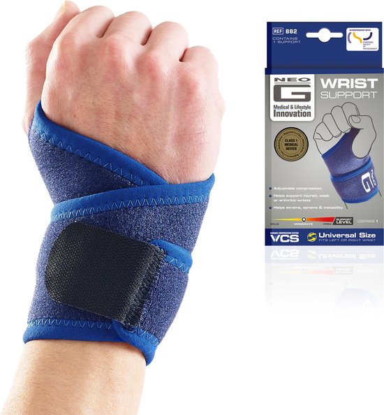 Neo G Polsbrace - Voor Artritis, Gewrichtspijn, Verstuikingen en Verrekkingen - Polsbandage met Verstelbare Compressie - Handsteun Rechter- of Linkerhand – Medisch Hulpmiddel Klasse 1