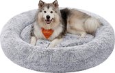 Donut hondenmand, extra groot 140cm, wasbaar, uitneembare middenvulling, lang pluche, ombre grijs