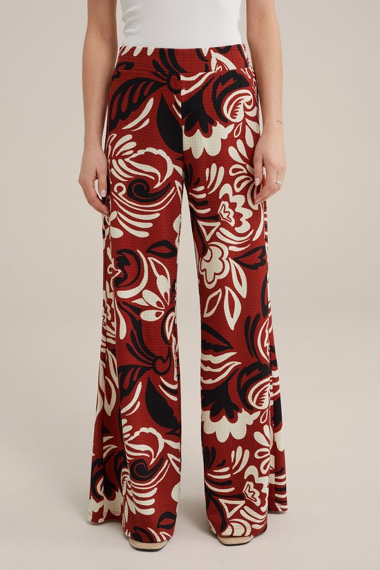 WE Fashion Dames wide leg broek met dessin