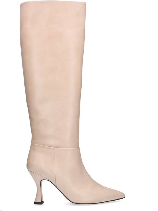 Sacha - Femme - Boots en cuir blanc cassé à talon cheminée - Taille 40