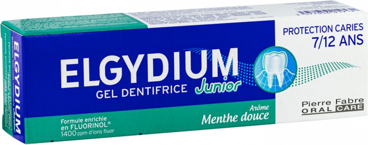 ELGYDIUM Junior Tandpasta Gel Cariësbescherming 7 12 Jaar Mint 50 ml
