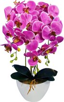 Damich - Kunst Orchidee in Bloempot met 3 stelen - Hoogte 60cm - Roze