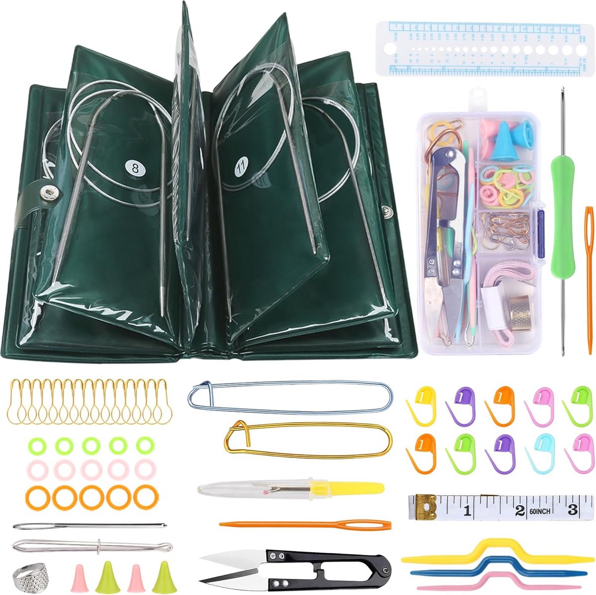 Coopay Rondbreinaalden set 120 cm, 9 stuks roestvrijstalen breinaalden met laserformaat, 2,5-10,0 mm metalen set, glad voor doeken, sjaals, truien, dekens Coopay Rondbreinaalden set 120 cm, 9 stuks roestvrijstalen breinaalden met laserformaat, 2,5-10,0 mm metalen set, glad voor doeken, sjaals, truien, dekens