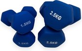 Padisport - Dumbell Neopreen Set 1,5 En 2,5 - Gewichten Set Halters - Blauw - Gewichten 2,5 Kg - Dumbellset - Halterset - Gewichtjes Set 1,5 Gewichten Set 2,5 Kg