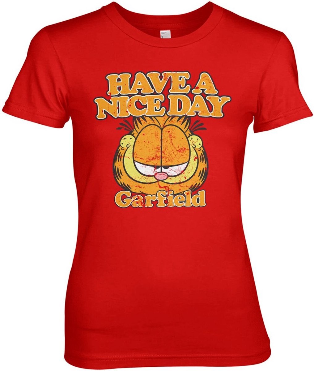 Garfield Have A Nice Day Girly Tee Damen T-Shirt Red-M