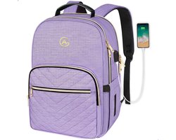 foto van AG Luxe Rugzak Dames Paars- Rugzakken - Rugtassen - Meisje - Laptop - 26L - School - Kind - Backpack Waterafstotend- Schooltas - Reizen & Werken - Anti Diefstal Ontwerp - Inclusief Usb Oplaadstation