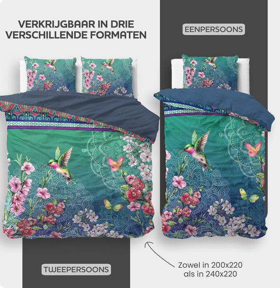 Sleeptime Brenda Dekbedovertrekset - Tweepersoons - 200x200/220 + 2 kussenslopen 60x70 - Blauw