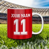 PSV Eindhoven Mug - Personnalisé avec naam et numéro - 325ml - Tasses cadeaux de Voetbal - PSV Articles Shirt Mug