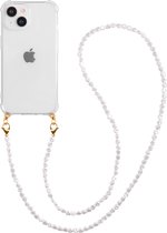 Geschikt voor iPhone 13 Mini Hoesje Met Afneembare Parel Koord - Casies telefoonhoesje met parelkoord - Strap Case - Detachable - Lanyard - Crossbody - Transparant