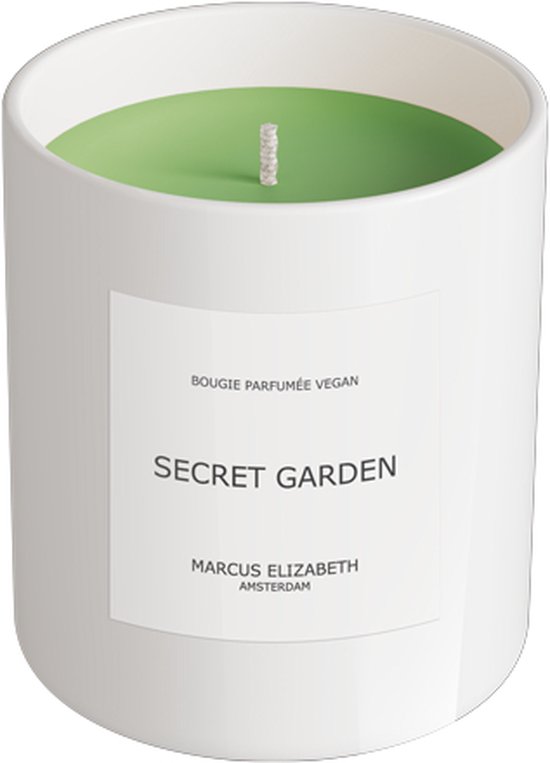 Marcus Elizabeth - Secret Garden - 220 Gram - Geurkaars - Handgemaakt - Minimalistisch Witt Glass - Vegan