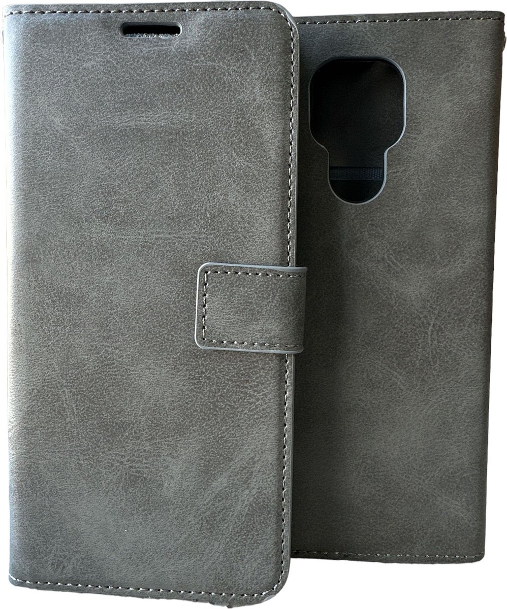 Portemonnee Book Case Hoesje Geschikt voor: Motorola Moto E7 grijs
