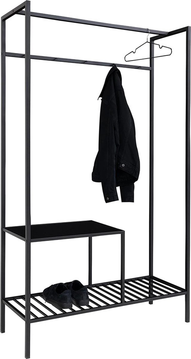 IVOL Garderobekast - zwart frame - 2 planken voor schoenen