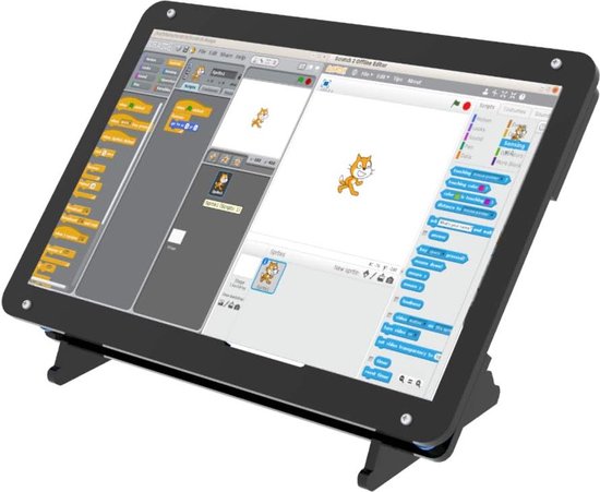Draagbare monitor met acrylbehuizing 7 inch scherm - capacitief IPS-display 1024 x 600 - Compatibel met Raspberry Pi 4, Win10 IOT en laptops - instelbare hoek (touch-functie), SVGA Wide