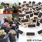 50 stuks Mini houten Krijtbordjes met Knijpertje - Voeg Stijl en Functionaliteit toe aan je Decoratie en Organisatie