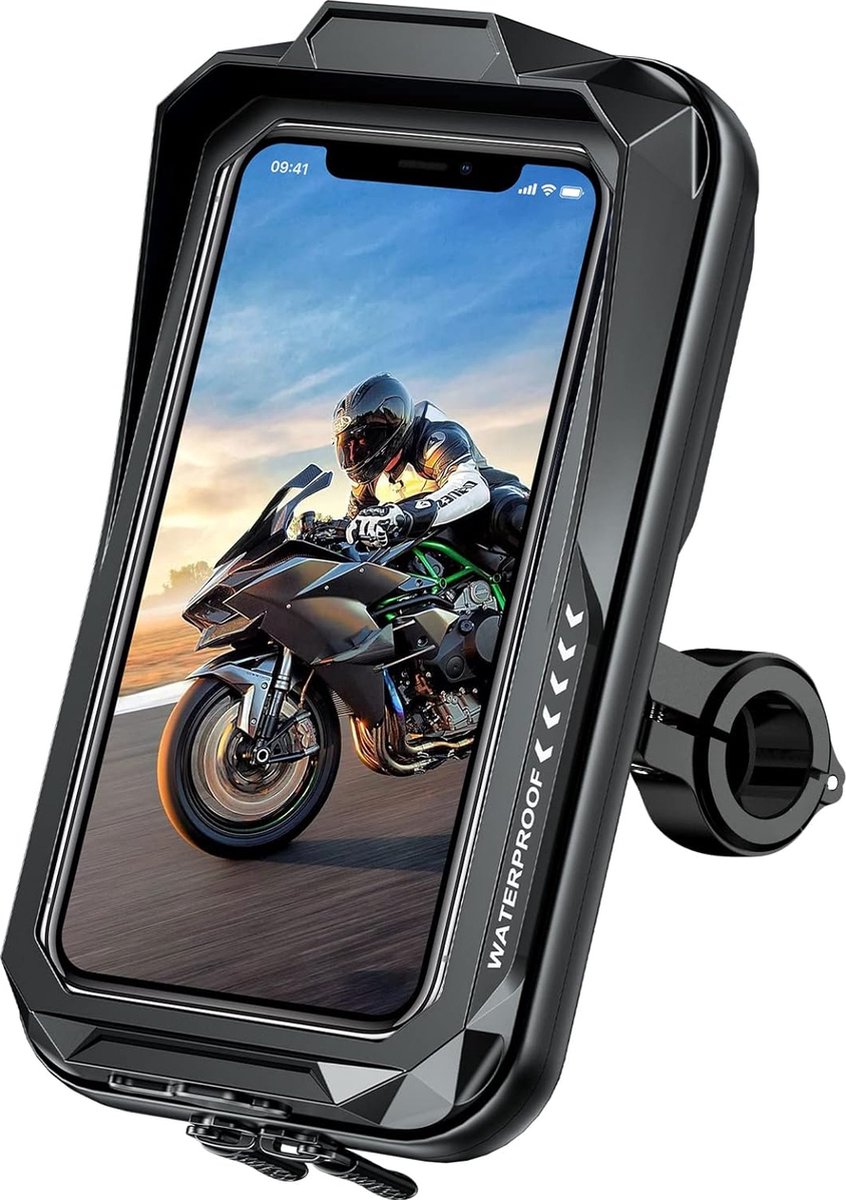 Fuleadture Mobiele telefoon stuurtas motorfiets fiets waterdichte mobiele telefoonhouder 360° draaibaar (1-delig), geschikt voor mobiele telefoonmodellen tot 7,2 inch