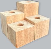 Handgemaakte kaarsenhouder - 4 stuks - vierkant - laag - hardhout