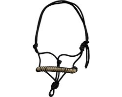Touwhalster ‘zigzag’ Zwart-Beige maat Cob | Zwart, donker, Beige, halster, touwproducten, paard