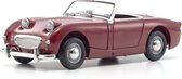 The 1:18 Diecast model of the Austin Healey Sprite Spider of 1958 in Cherry Red. The manufacturer of the scalemodel is Kyosho.This model is only online available