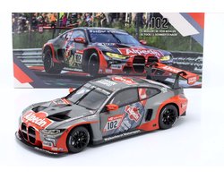 Het 1:18 Diecast-model van de BMW M4 GT3 Team Walkenhorst Motorsport #102 van de 24H Nurburgring van 2022. De coureurs waren J. Muller / M. von Bohlen. B. Tuck en J.S. Staade. De fabrikant van het schaalmodel is Minichamps. Dit mode
