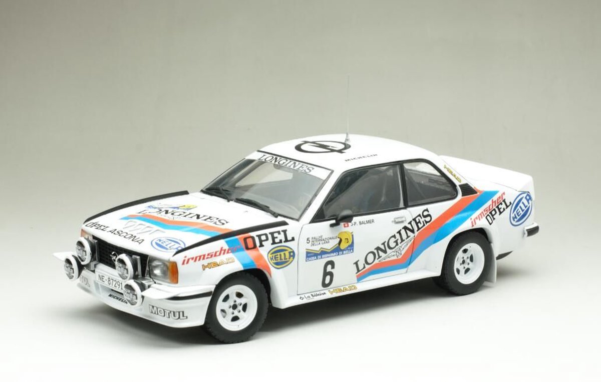 The 1:18 Diecast model of the Opel Ascona 400 #6 of the Rally Internazionale Della Lana of 1982. The drivers were J.P. Balmer and F. Cavalli. The manufacturer of the scalemodel is Sunstar.This model is only online available.