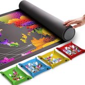 Puzzelmap - Up - 46" x 29,5" puzzelmat draagbaar tot 1500 puzzels - 4 puzzelsorteerbakken - Opbergtas - schuimrolbuis
